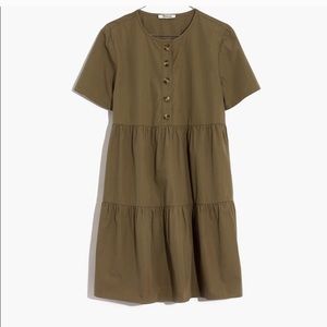 Madewell Button-Front Tiered Mini Dress AO277